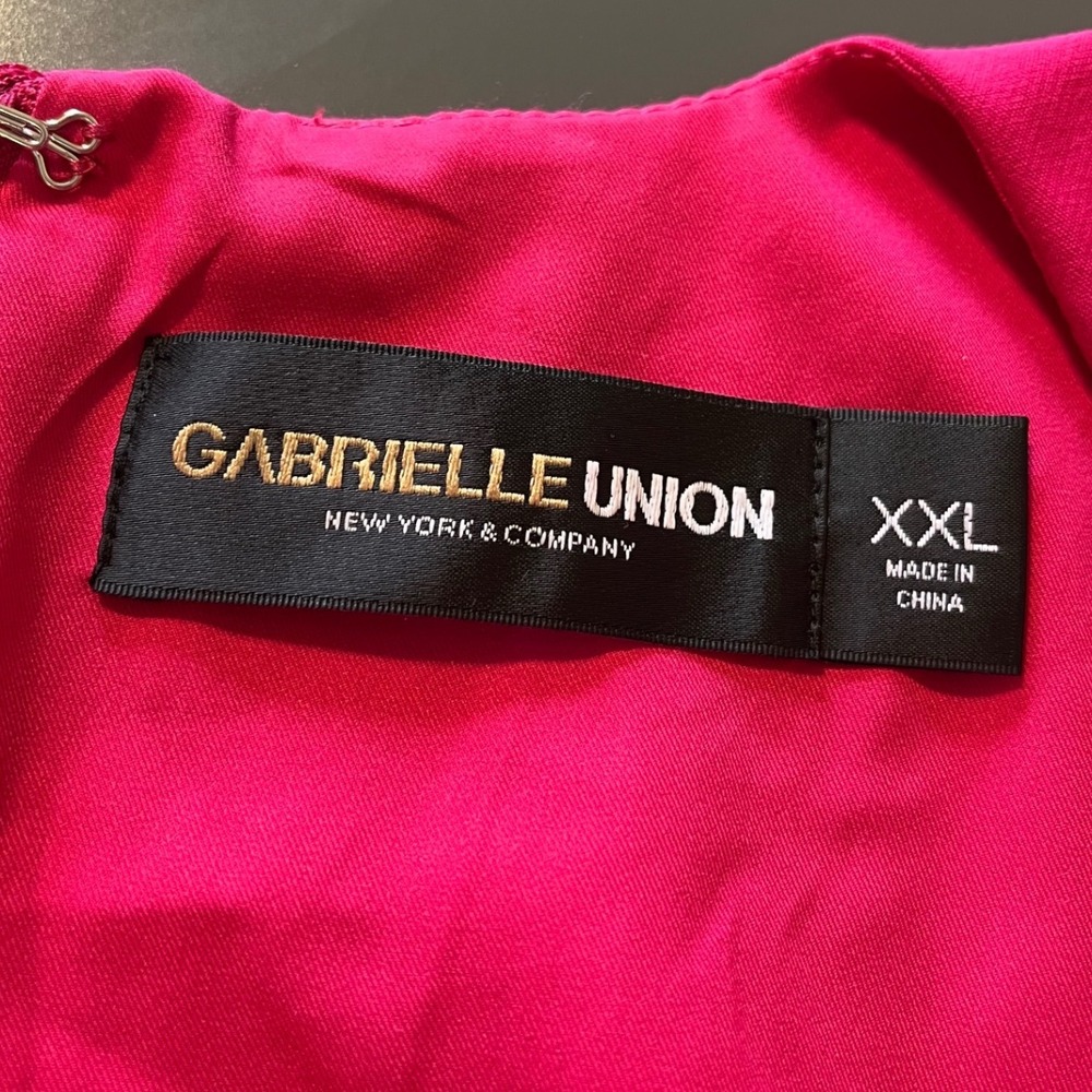 NWT Gabrielle Union NY&C Ultra Wide Leg Pink Plunge Neck Jumpsuit Plus Size XXL - Picture 4 of 13